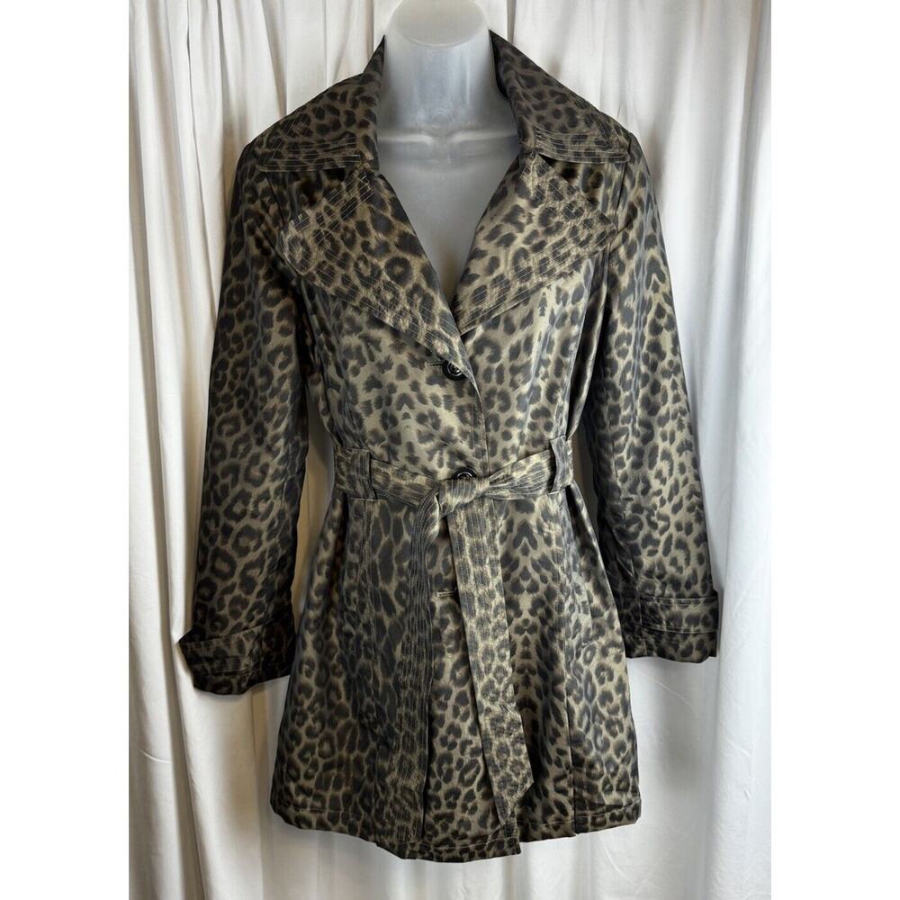 London Fog Leopard Print Trench Coat, Small. Like-New. SAME DAY SHIPPING!